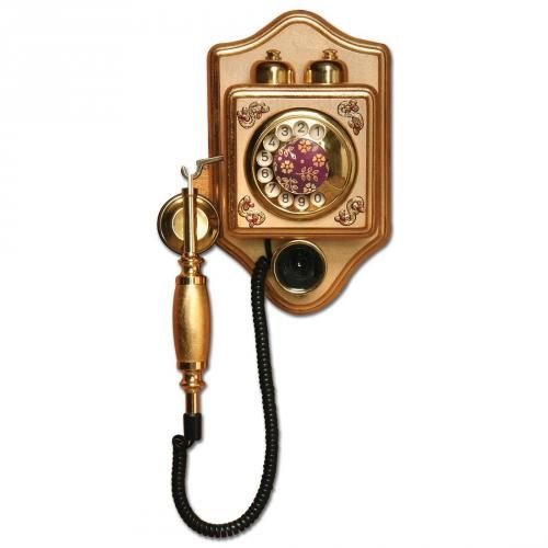 Küçük Duvar İşlemeli Varaklı Telefon