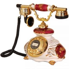 İtalyan Porselen Bordo Beyaz Telefon